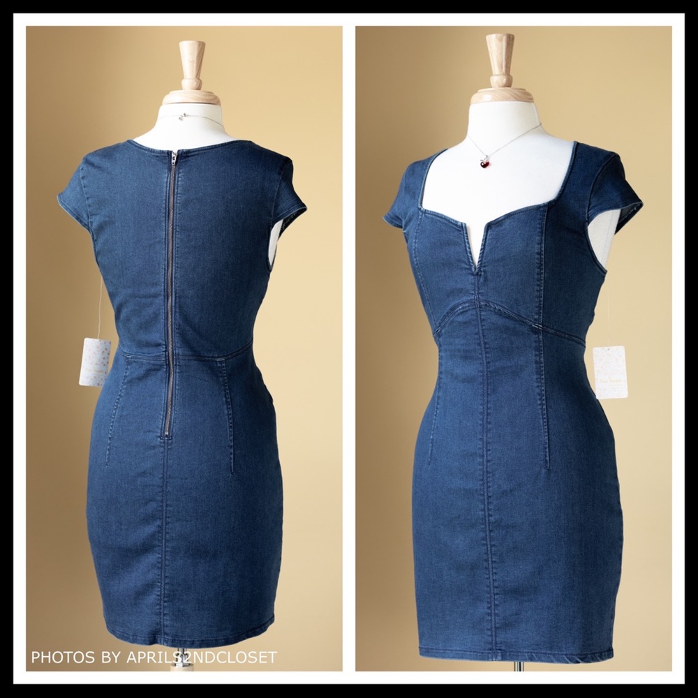 ❗️6-HOUR SALE❗️FREE PEOPLE BOHO DENIM DRESS A2C - Picture 3 of 8